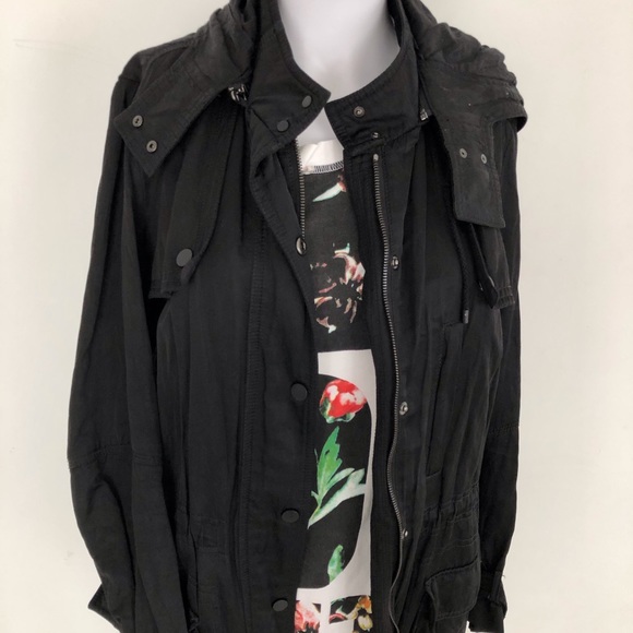 VINCE long military style jacket. Black. Size S - Picture 5 of 7